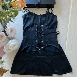 Are You Am I Black Slip Dress with Corset 🌹